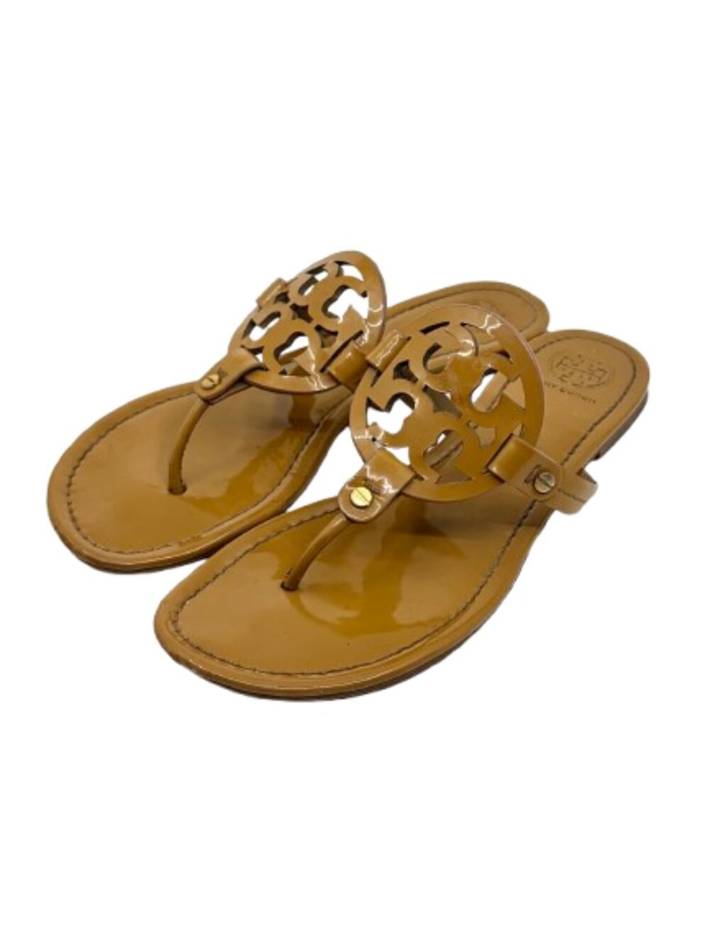 Tory Burch MILLER Cut Out Logo Patent Leather Sandal Flip Flop  SIZE 9.5M